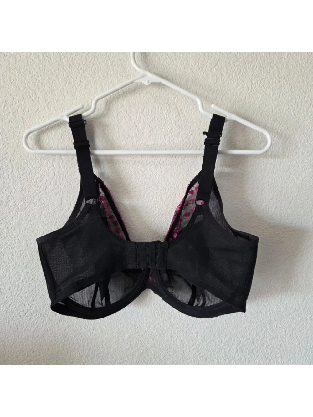 Elomi Size 32K Sheer Black Pink Embroidered Mesh Metallic Underwire Bra Romance - Picture 5 of 7